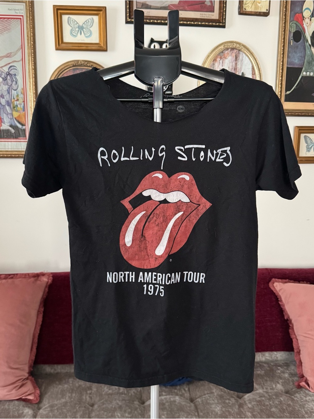 the Rolling Stones Black Tee with White Logo